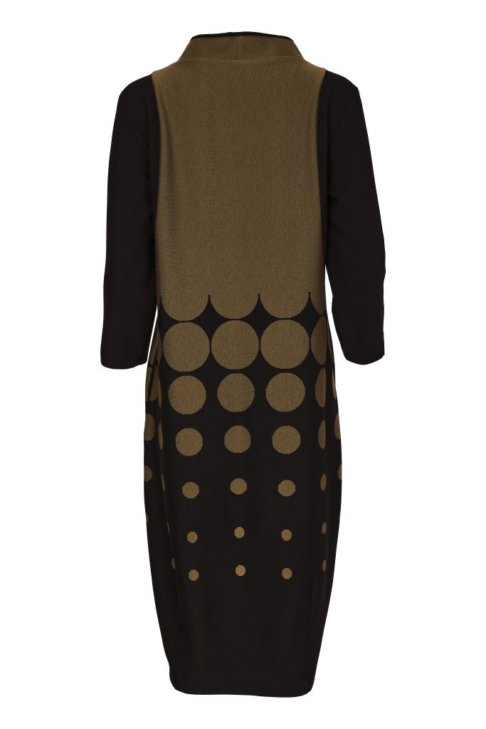 Naya Spot Border Print High Neck Dress With Contrast Sleeve Naw26268