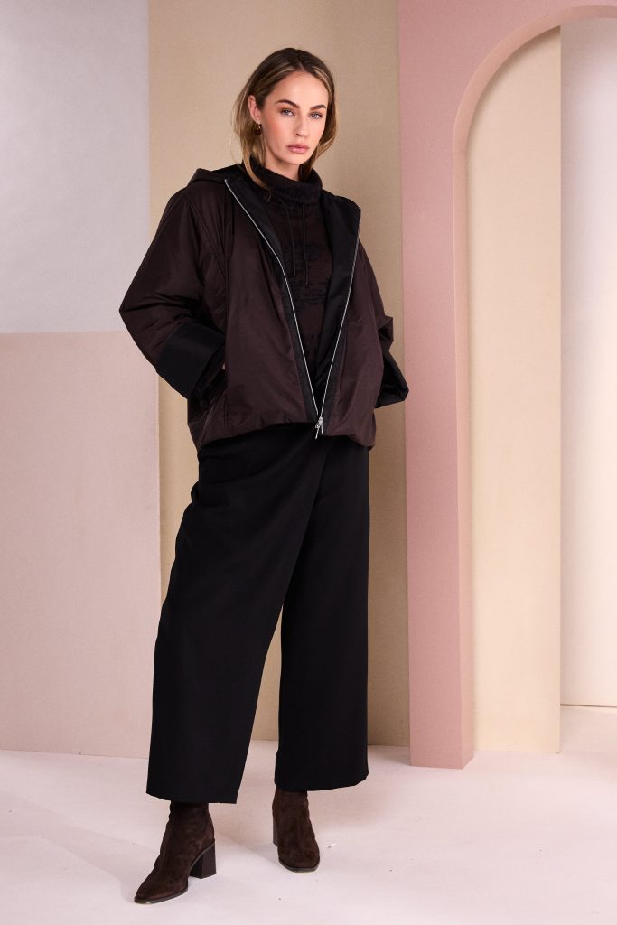 Naya Hooded Jacket With Contrast Zip Panel And Hood Lining Naw26278