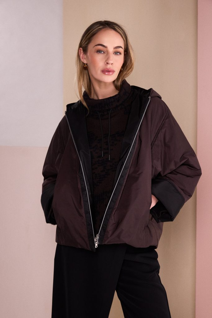 Naya Hooded Jacket With Contrast Zip Panel And Hood Lining Naw26278