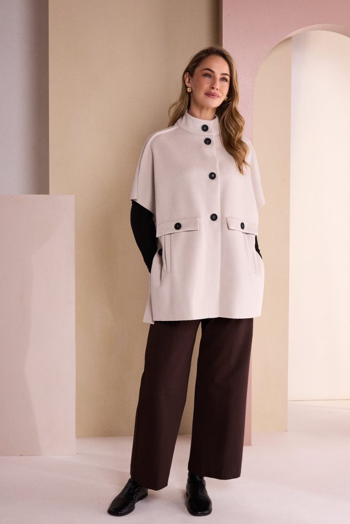 Naya High Neck Button Through Jacket With Pocket Flap Naw26293