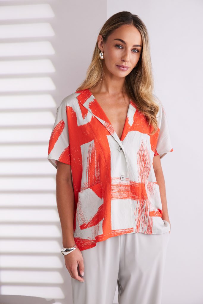 Naya Paintwork Print Jacket With Button Closing Npa26118