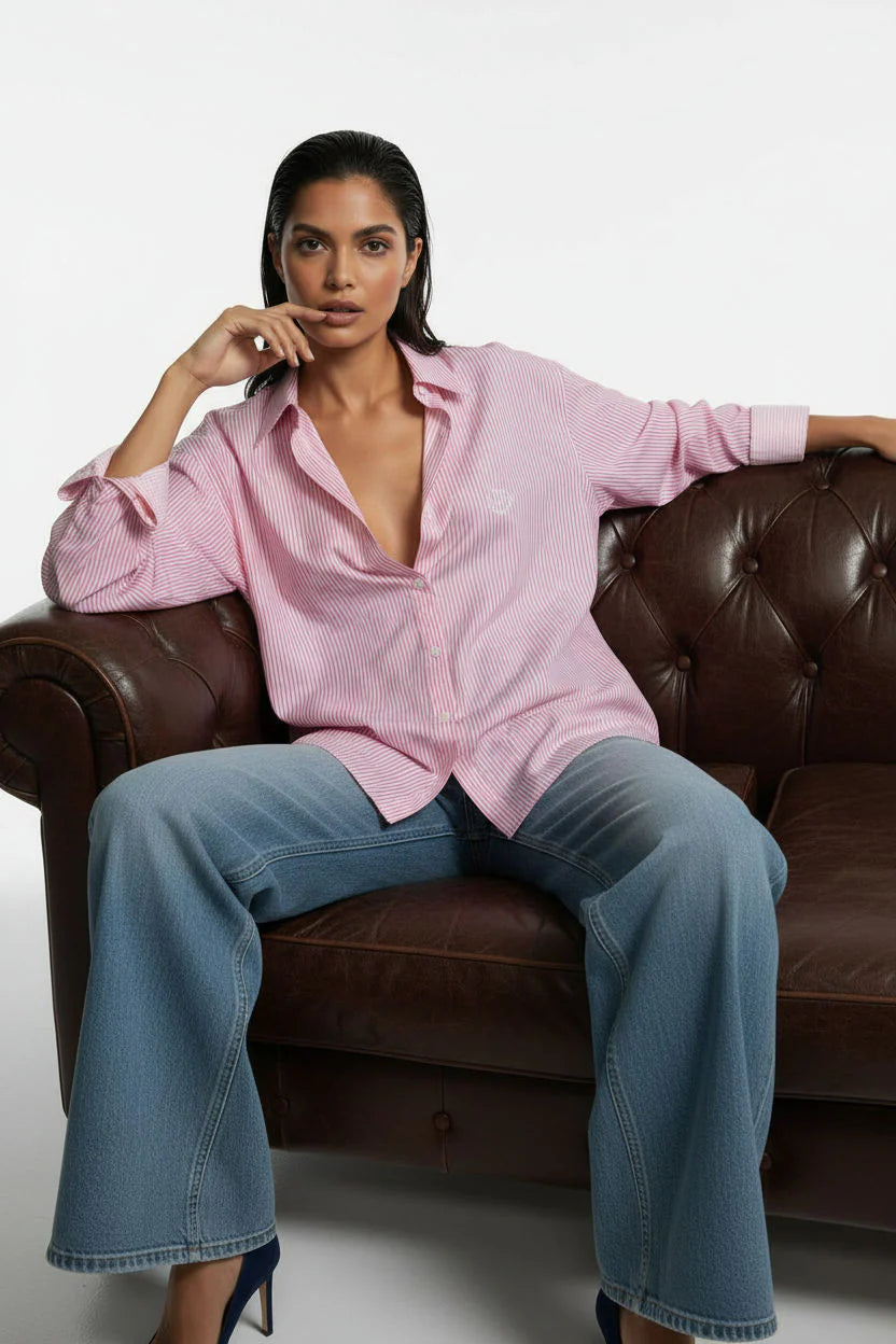 MarcAngelo Striped Luxe Button-Down Shirt Ma42303 Pink