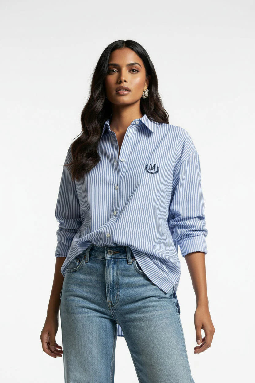 MarcAngelo Striped Luxe Button-Down shirt Ma42303 Blue