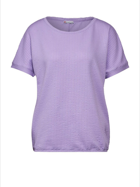 Street One Cotton blend Textured Top Lilac or Off White 321372