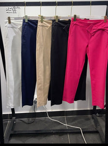 Slim Leg 28" trouser with cute Bow detail on Waistband