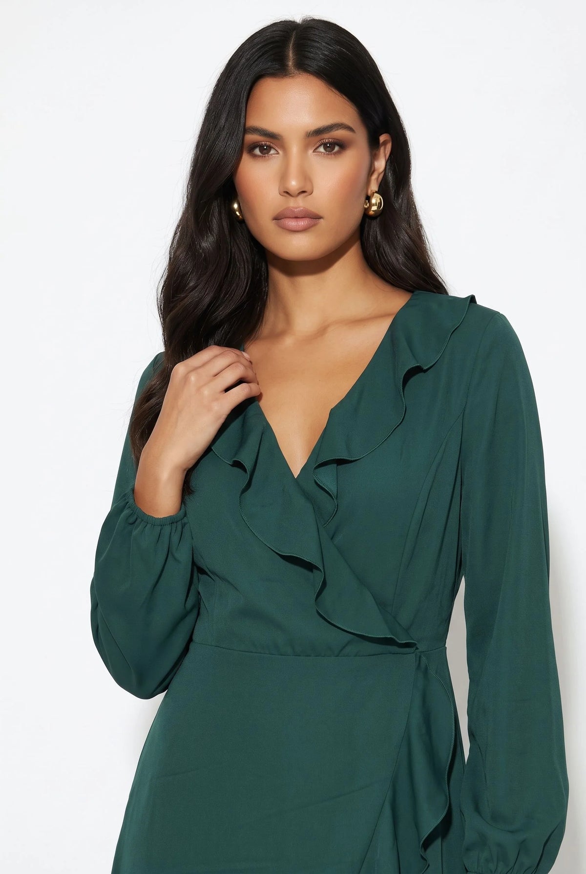 Marc Angelo Faux Wrap Dress with Ruffle Detail 81116