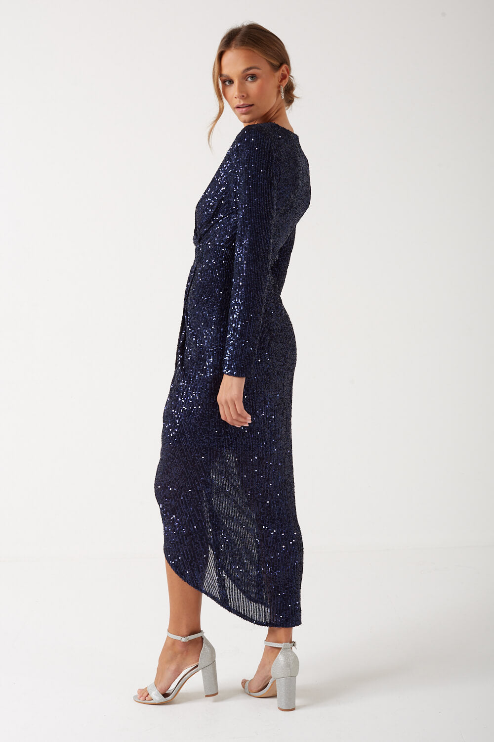 Marc Angelo Sequin Midi dress in Midnight Blue Ma8131 Nvy