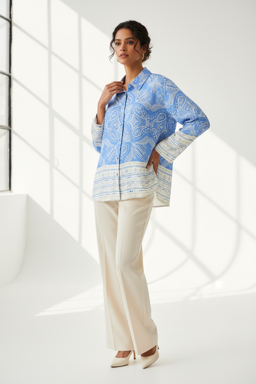 B Copenhagen Paisley Blouse on Model