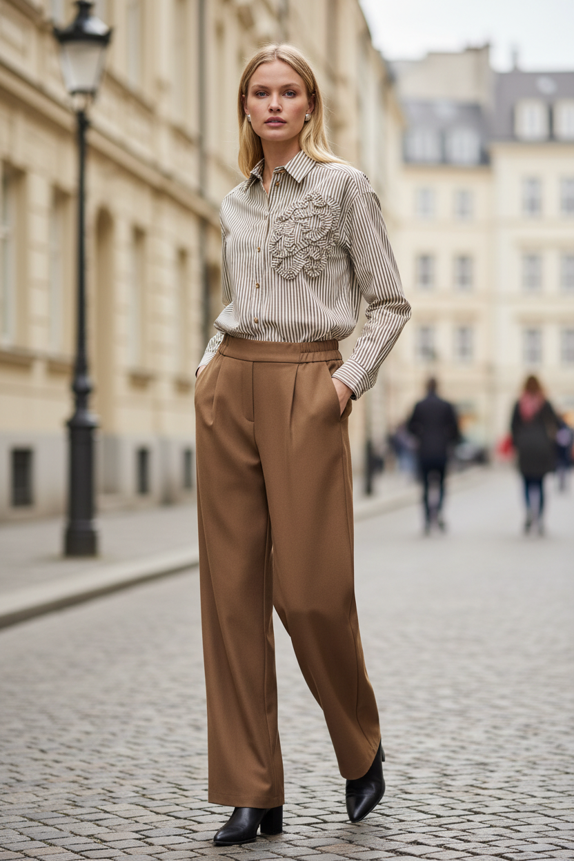 City Lifestyle - Abigail Trousers & Striped Shirt