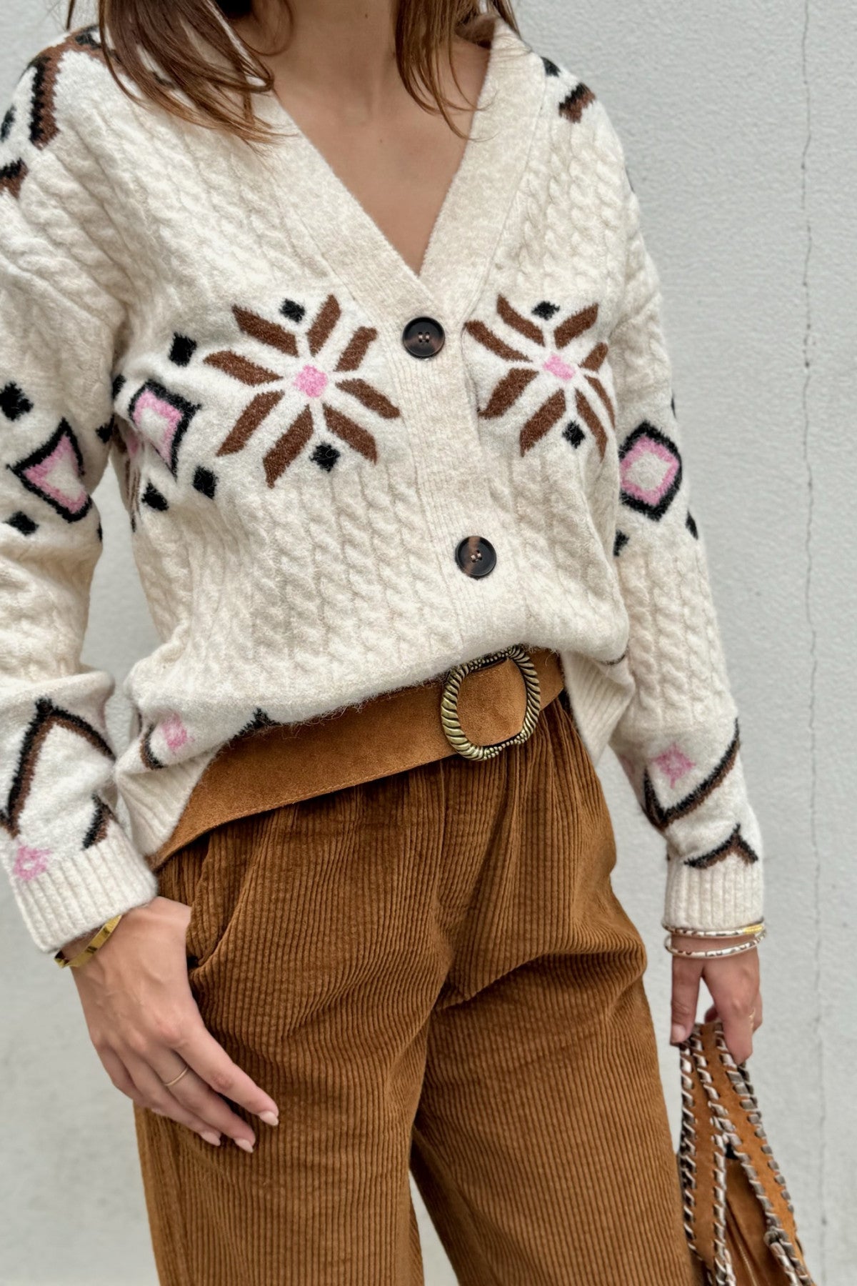 B young v neck Fair isle cardigan 20818198