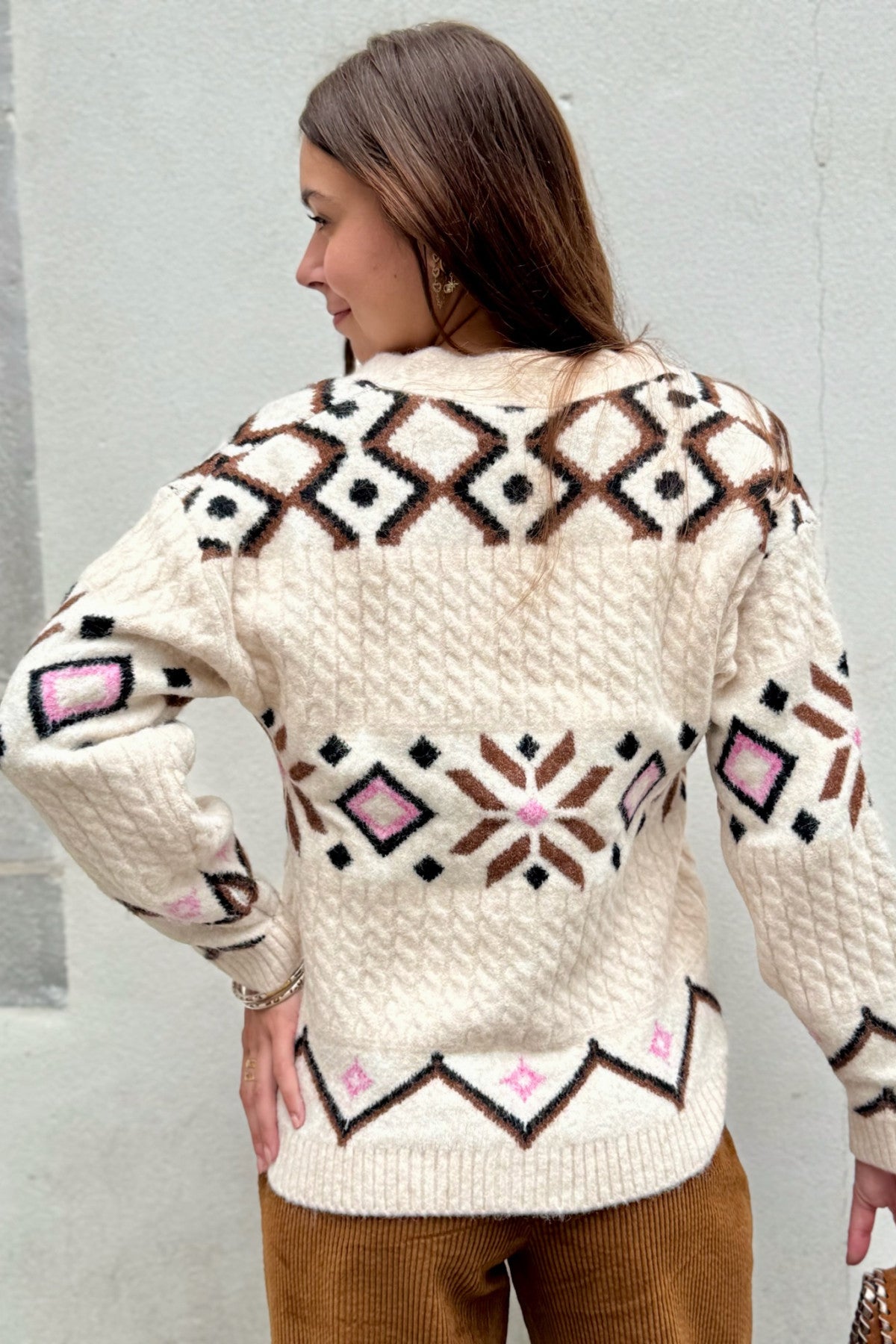 B young v neck Fair isle cardigan 20818198
