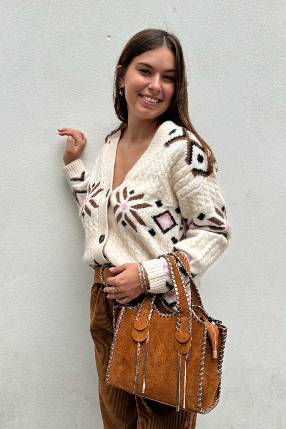 B young v neck Fair isle cardigan 20818198