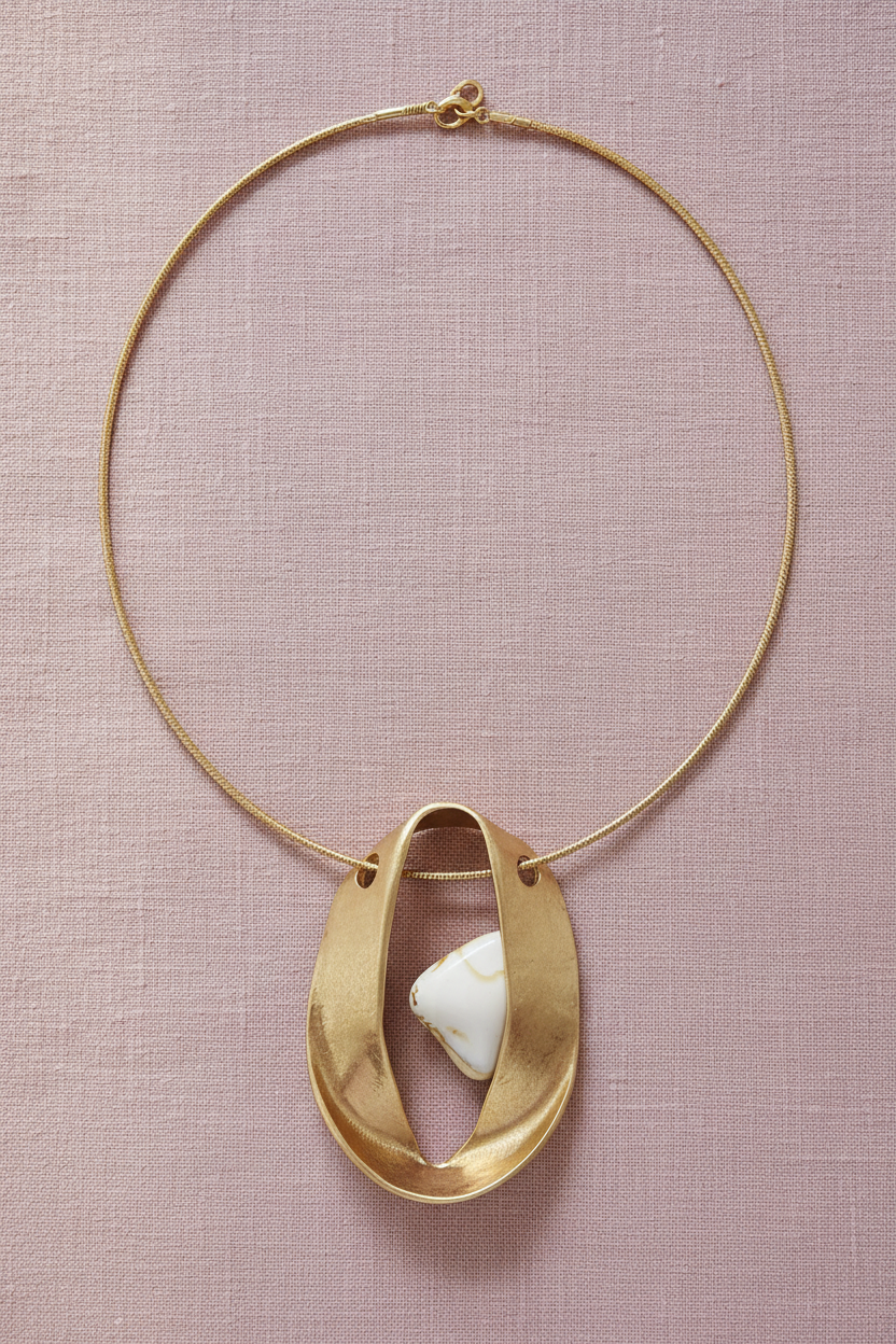 Gold Choker Necklace Upright on Dusty Pink