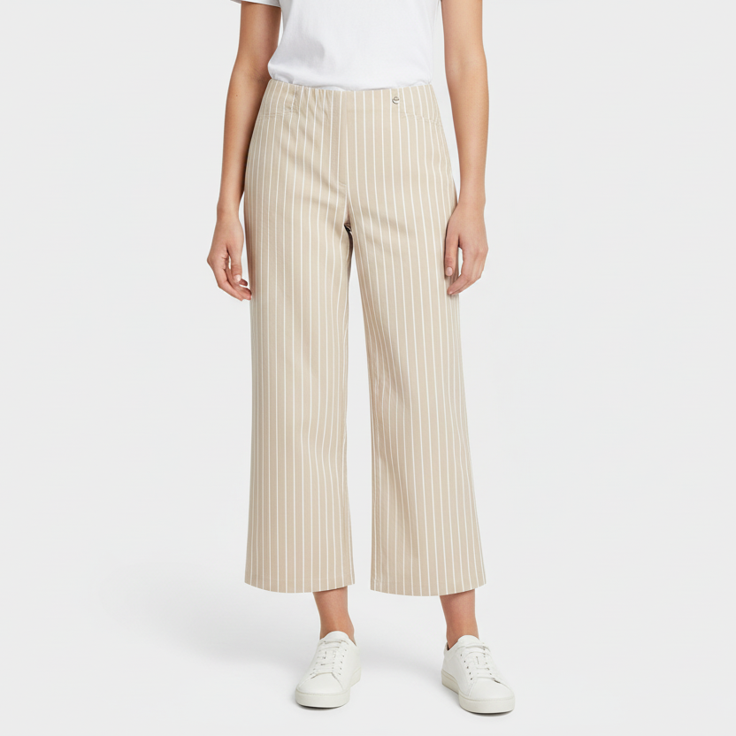 Robell EFI Cotton wide leg pin stripe 7/8 trousers 51679 55086