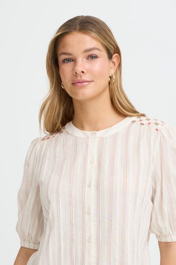 Fransa Boho buttoned Blouse with embroidery shoulder detail 20617592
