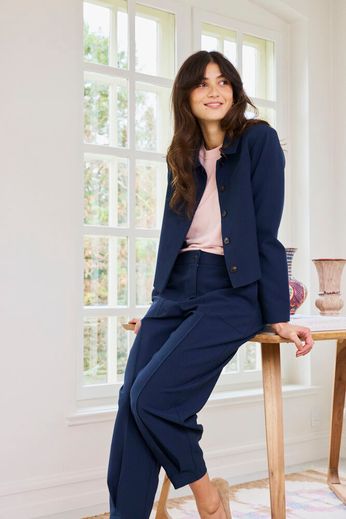 Fransa Abigail pin tuck Trousers in Navy