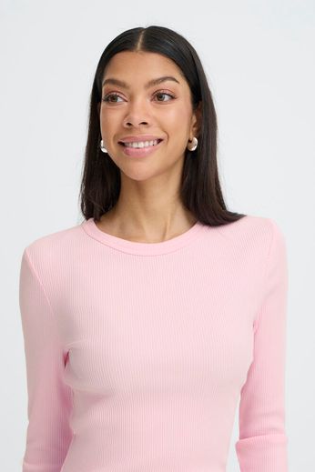 Byoung Cotton Long Sleeve Rib Top in Offwhite or Pink 20818494
