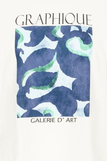 Fransa Pure cotton Tss Shirt with blue green print 20617489