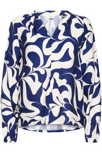 Byoung V neck long sleeve blouse in navy print 20818180