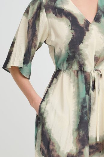 Fransa v neck marble print midi dress20617498