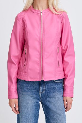 Byoung Faux Leather Biker Jacket 20809396 Pink