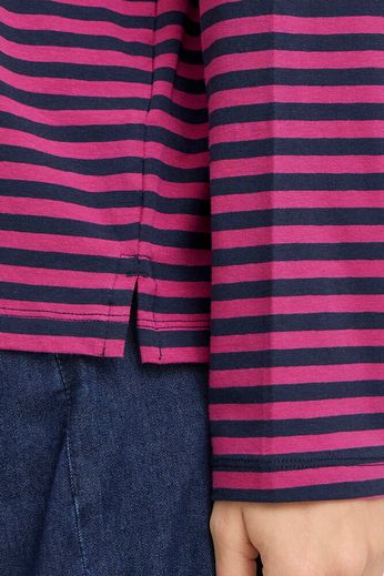 Fransa Cotton Long Sleeve T Shirt in Navy Berry mix 20617658