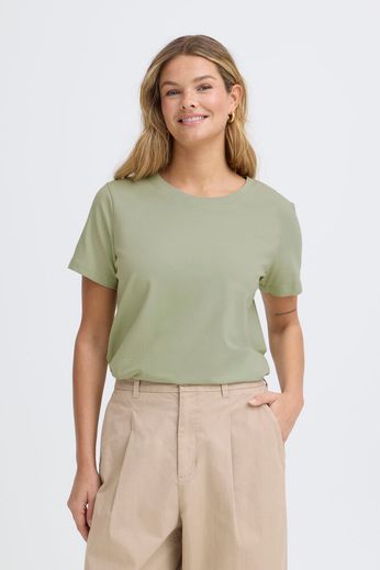 Fransa Round neck Short Sleeve Cotton Tee 20605388