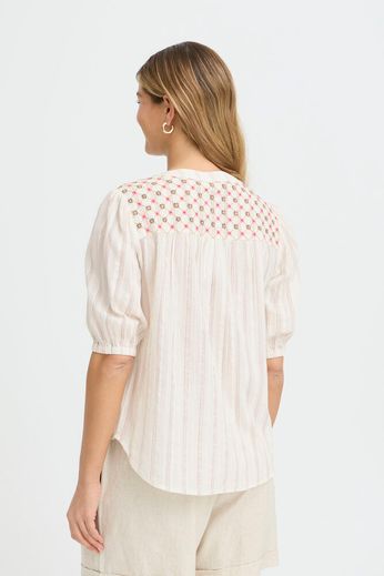 Fransa Boho buttoned Blouse with embroidery shoulder detail 20617592
