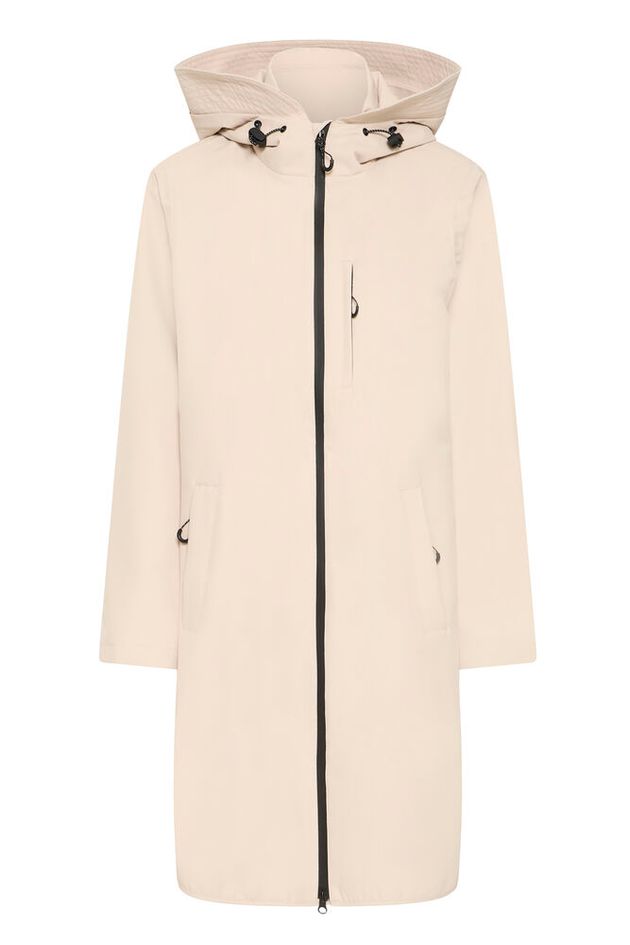Fransa Lightweight Coat in Oxford Tan with Contrast zip detail 20615226