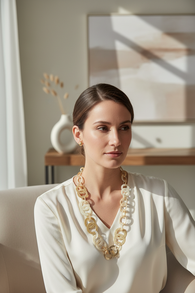 Lifestyle image of chain link necklace