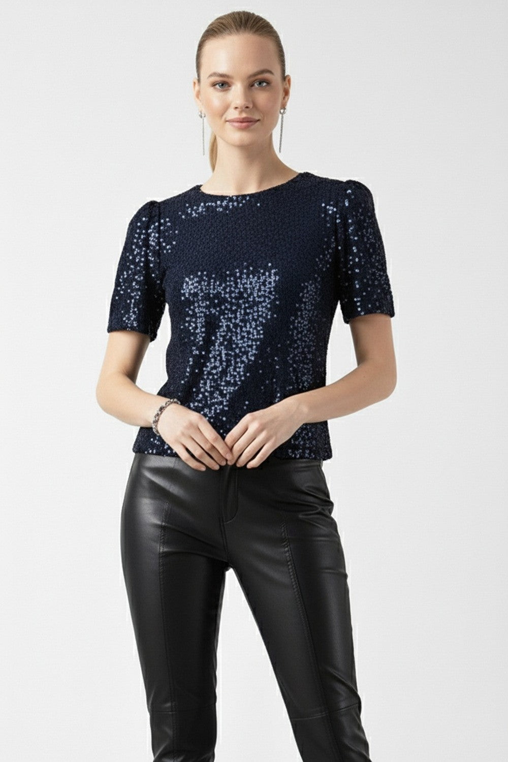 Marc Angelo Sadie Sequin top in Navy