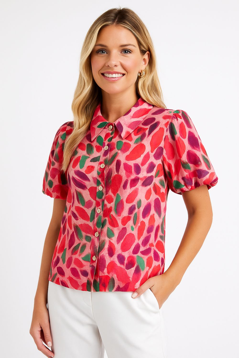 Marc Angelo Avril Print blouse in pink print Ma42279 Pink