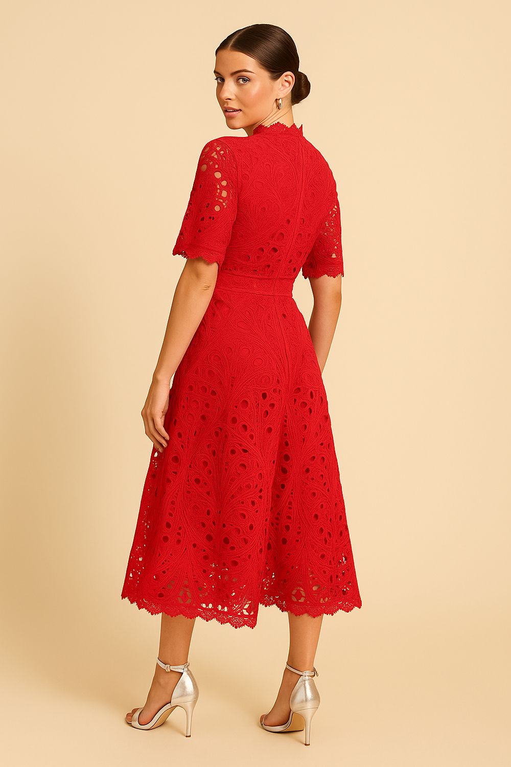 Emma Lace Dress in Deep Rich Red