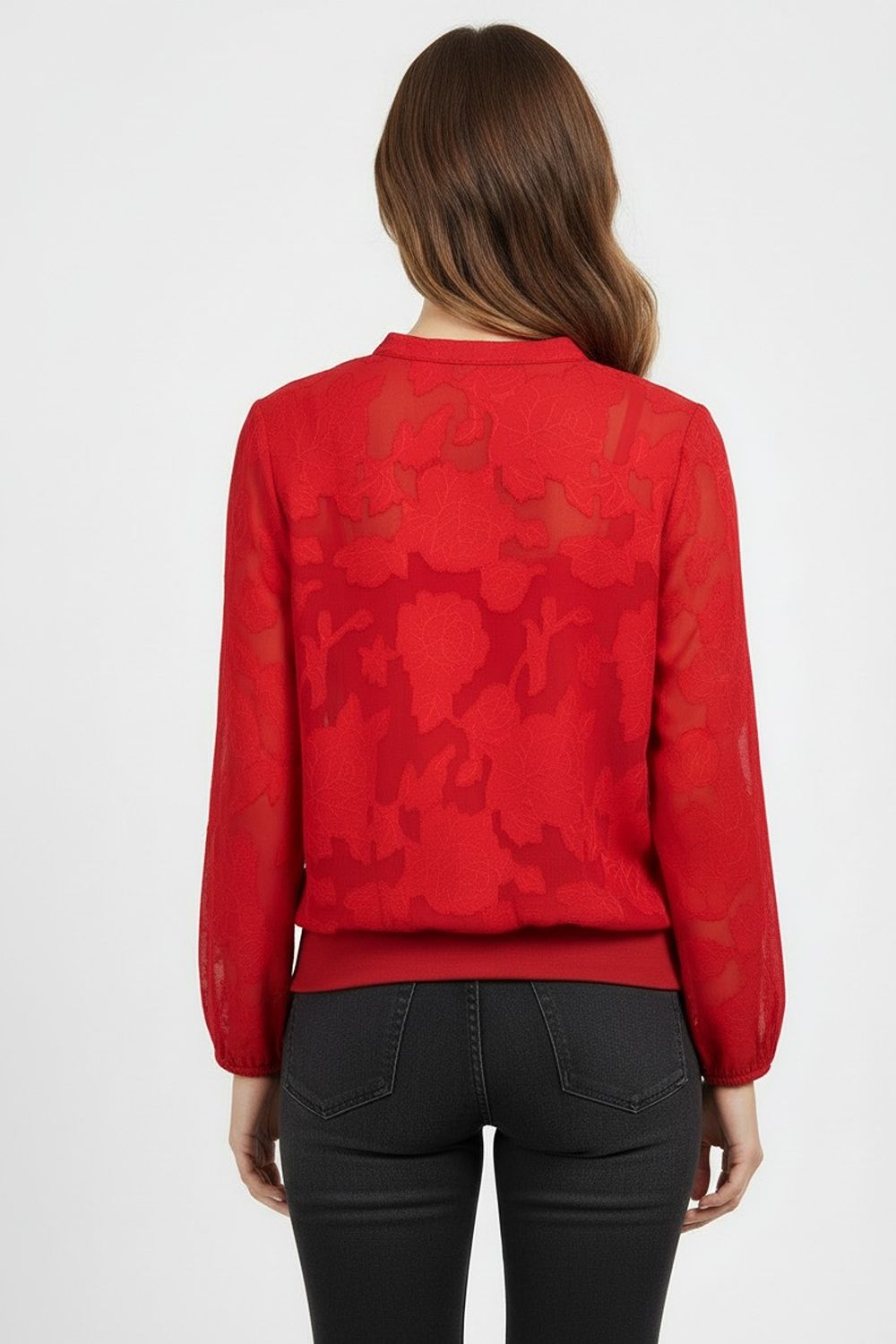 Beverly Lace V Neck Top in Red