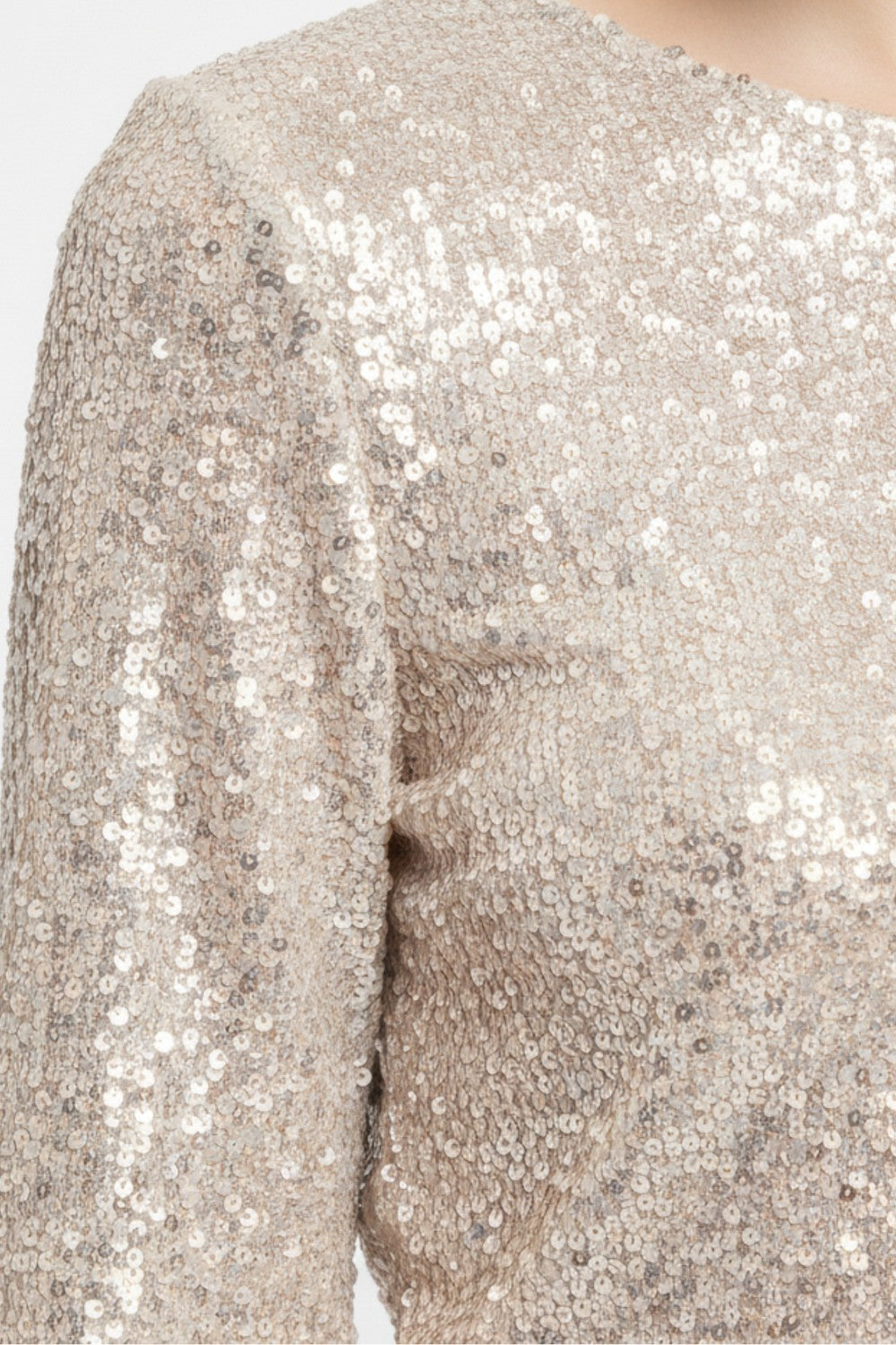 Marc Angelo Tara Sequin Top with 3/4 Sleeve in Champagne a821913 Cha