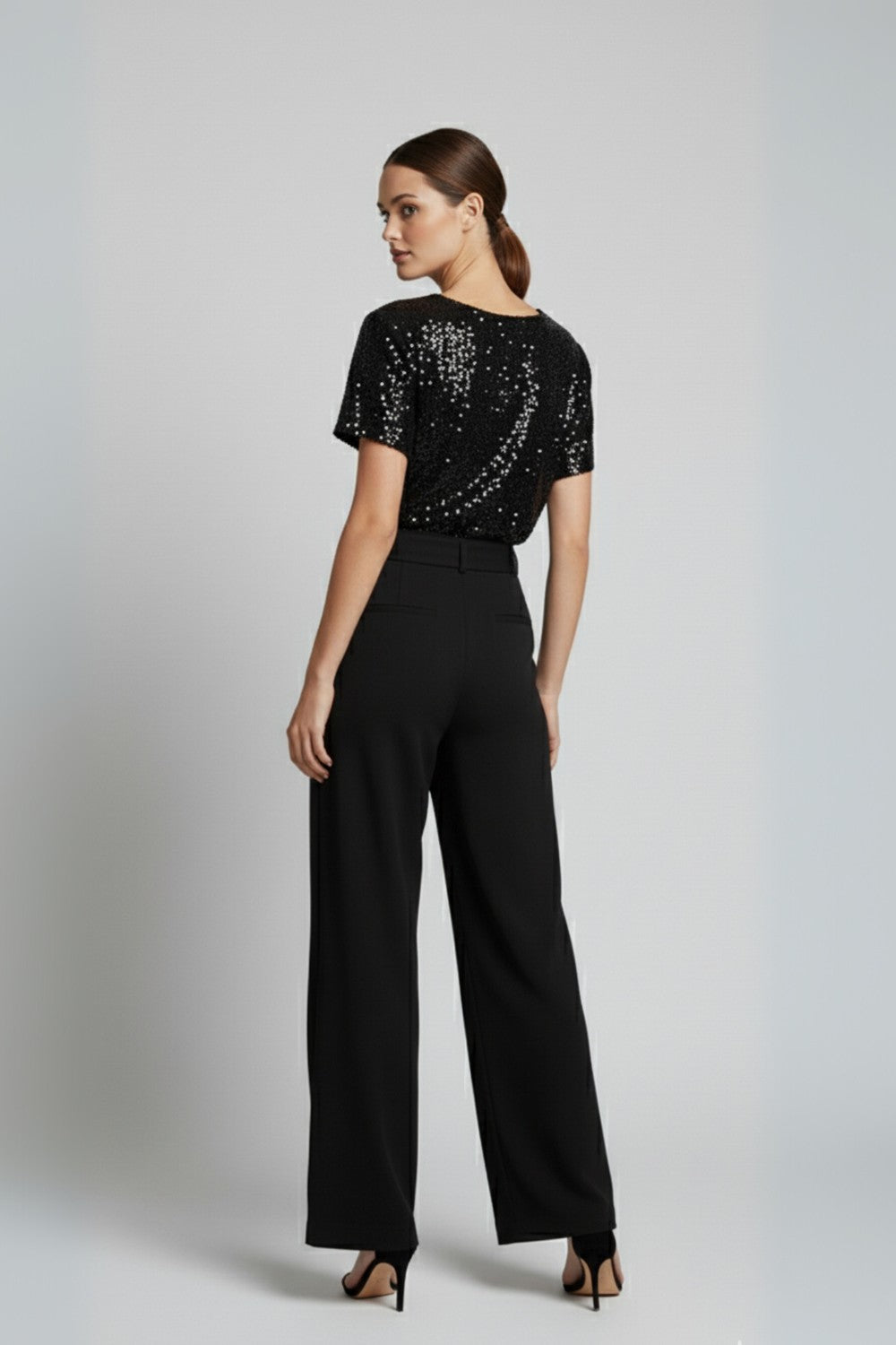 Marc Angelo Sequin top Jumpsuit in Black Ma821639