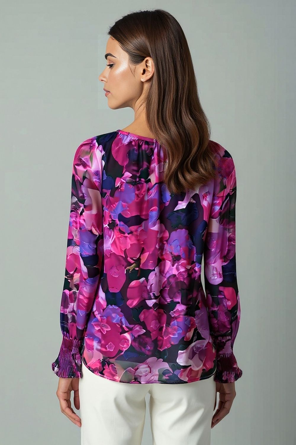 Chelsea Floral print top with neck tie detail