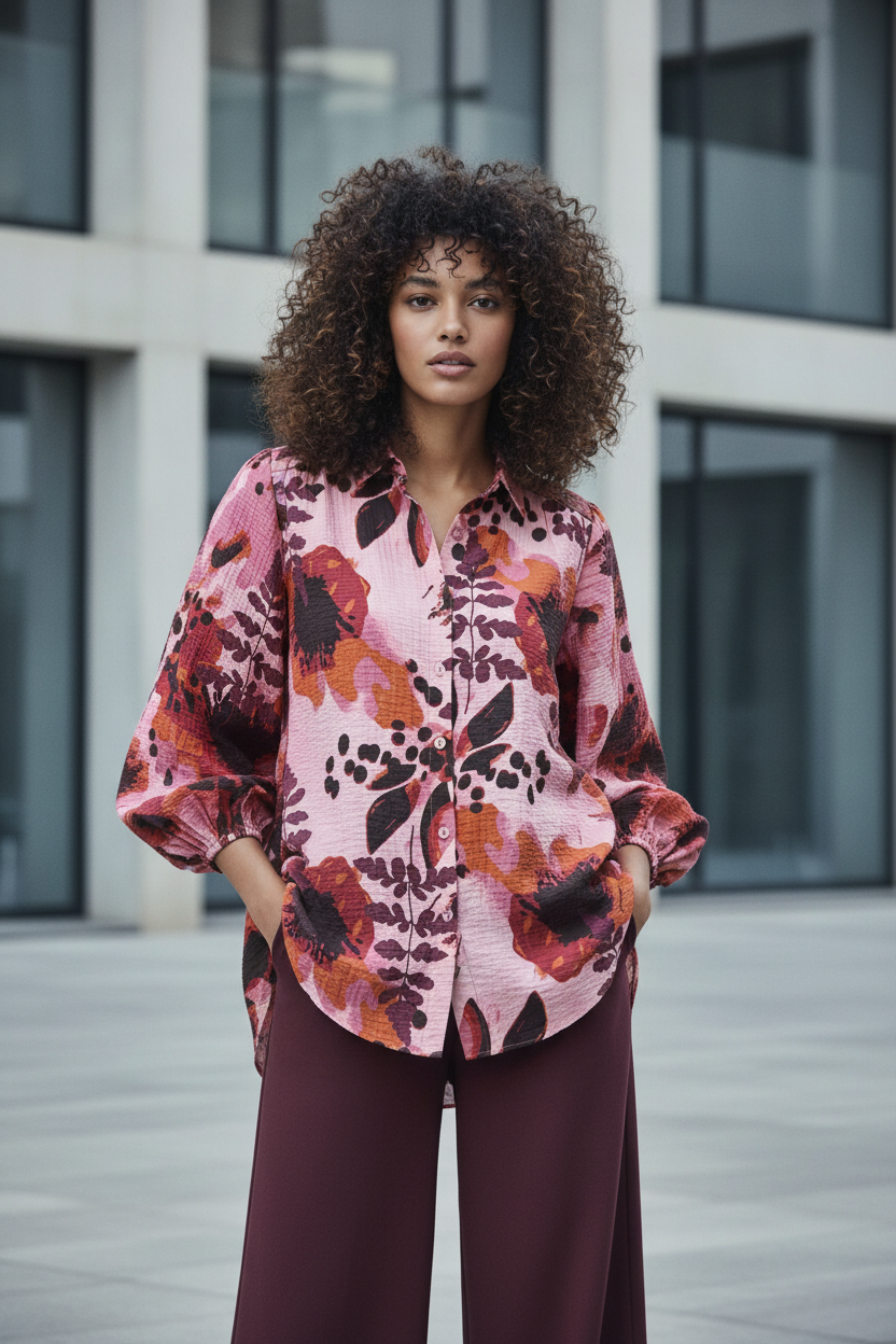 Noen Botanical Tunic — Front with Pockets