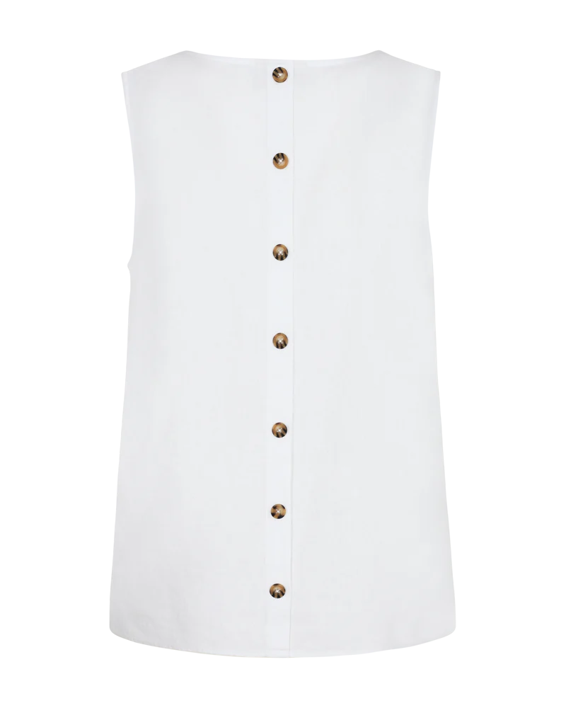 Sleeveless Linen Top with Back Button Detail. All colours