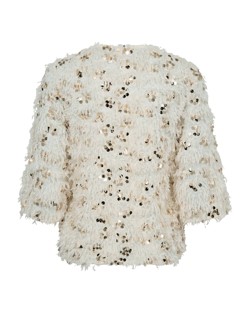 Nolla Cream fringe effect Top with Gold