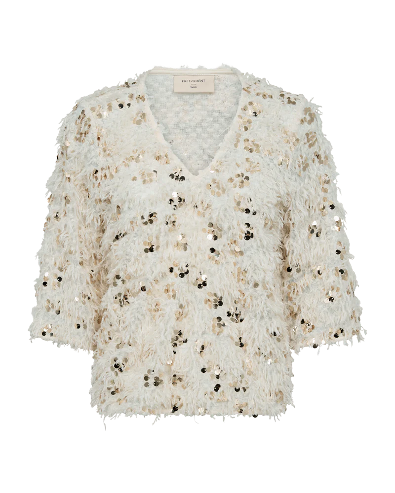 Nolla Cream fringe effect Top with Gold