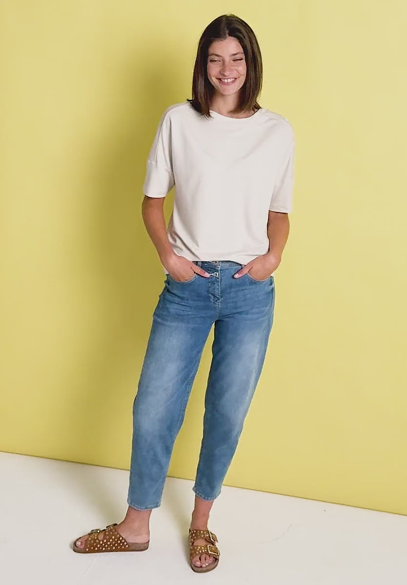 Cecil Supersoft cotton Blend Top with Arm Button Detail 323717