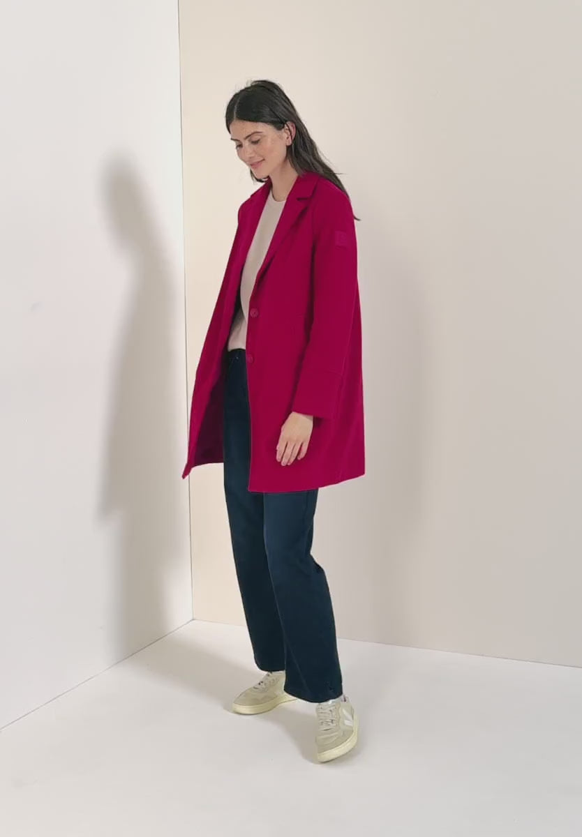 Cecil Wool look Coat with lapel collar in Beaujolais Red 101274