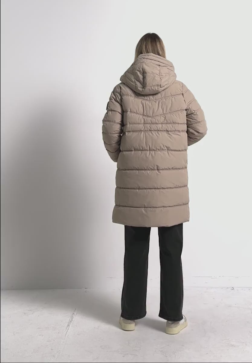 Street One Showerproof quilted coat in Champagne 202118