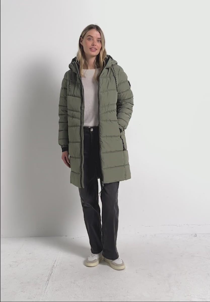 Street One showerproof Quilted Coat in soft green 202118