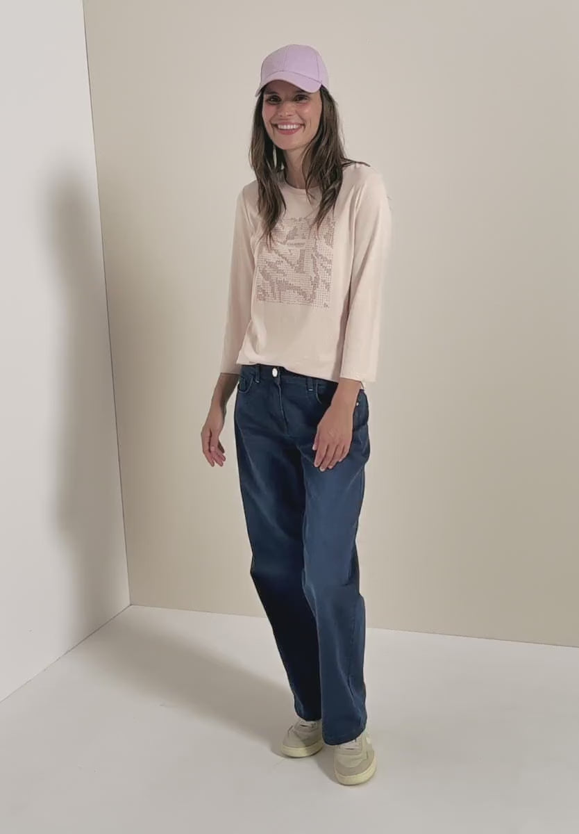 Cecil 3/4 sleeve top with Gemstones 324040