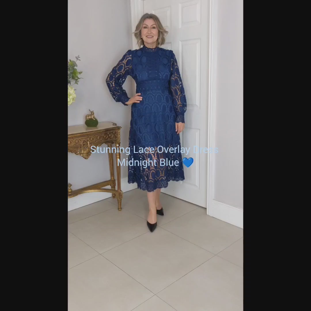Amber Lace Midi Dress A68228 Navy