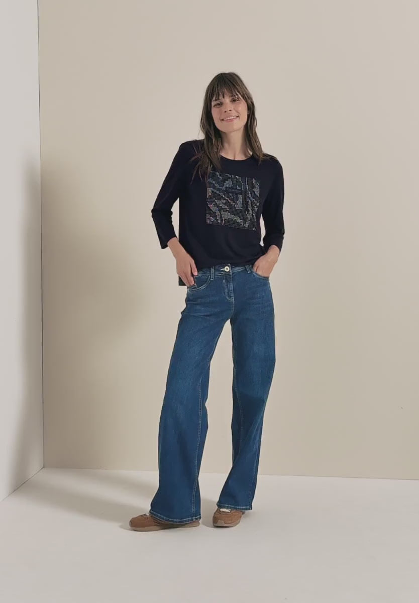 Cecil 3/4 sleeve top with Gemstones 324040