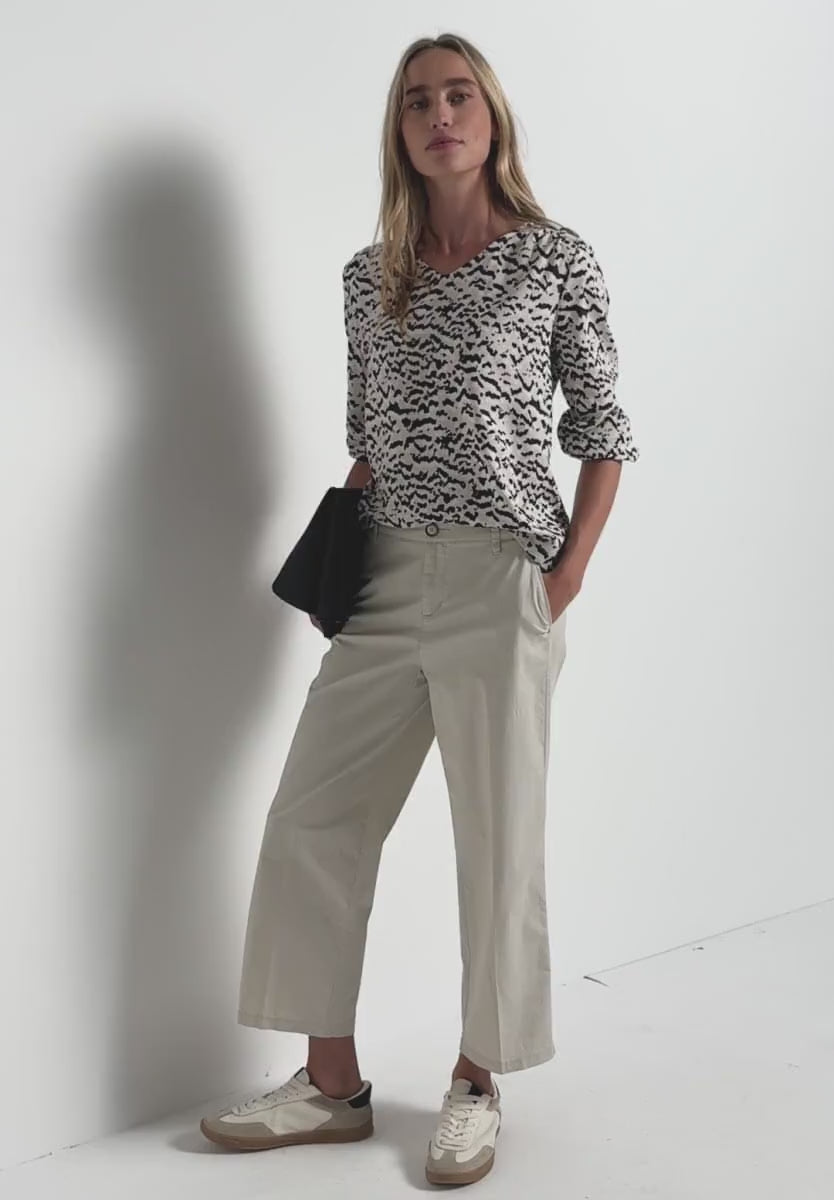 Street One V neck blouse with Tape detail on cuffs 345976