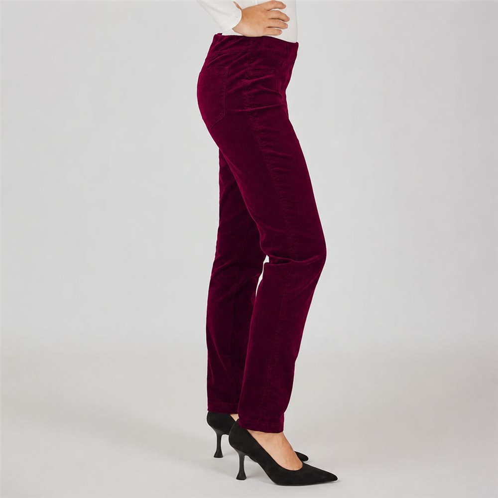 Robell Bella Needlecord Trousers in Taupe or Burgundy 52457 54363